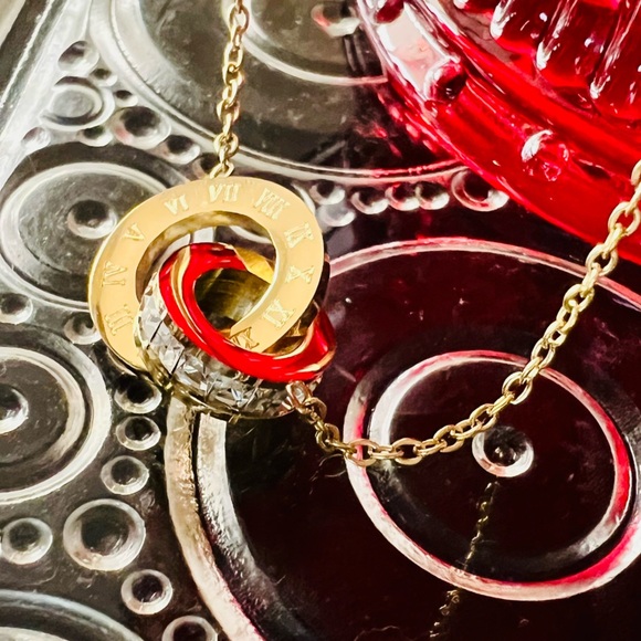 NIB 4 Pc Set Gold Plated Bold Roman Numeral Stainless Steel & Zircon Jewelry Set - Picture 12 of 16